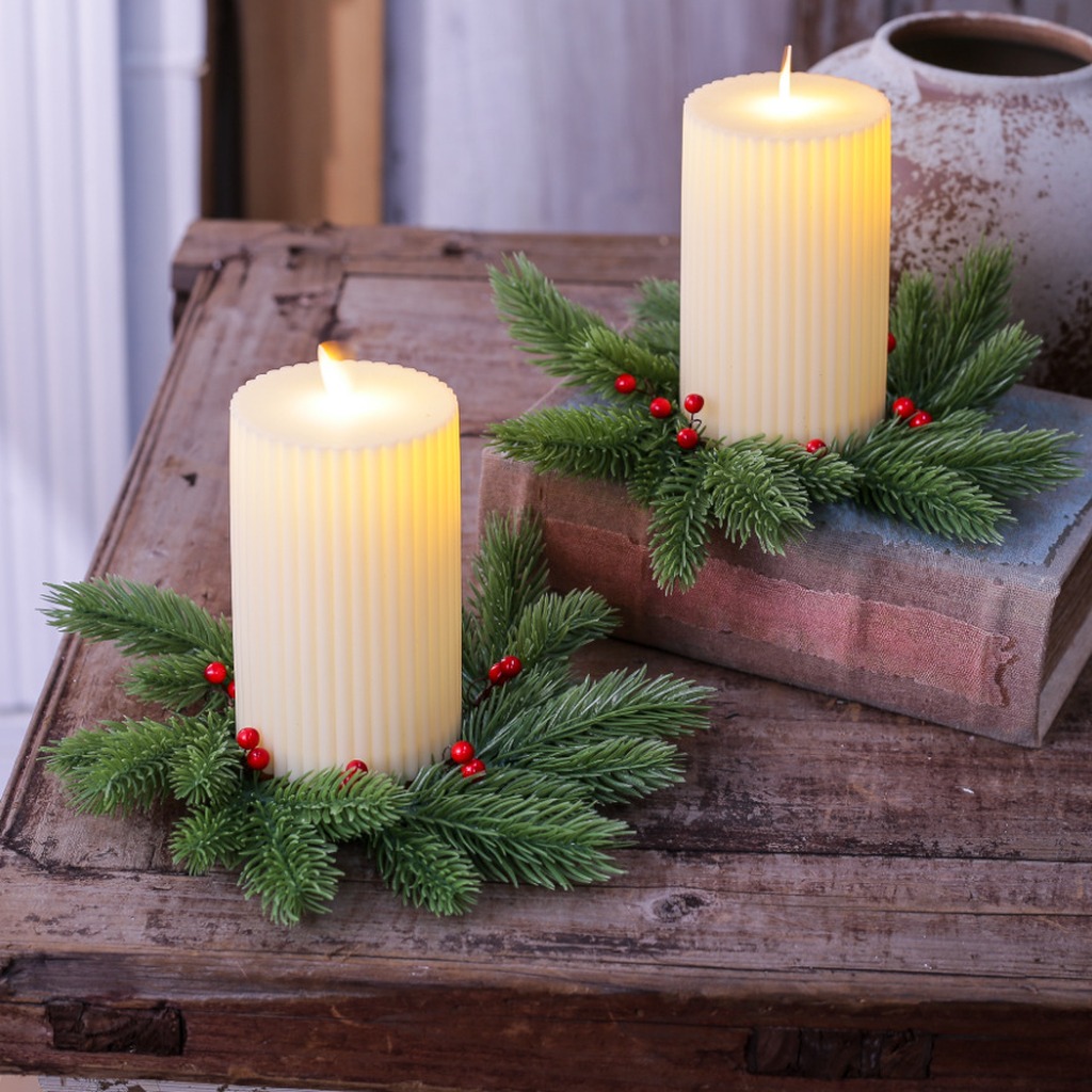 Home Improvement Shop - Guirnalda de Velas con Bayas Rojas,